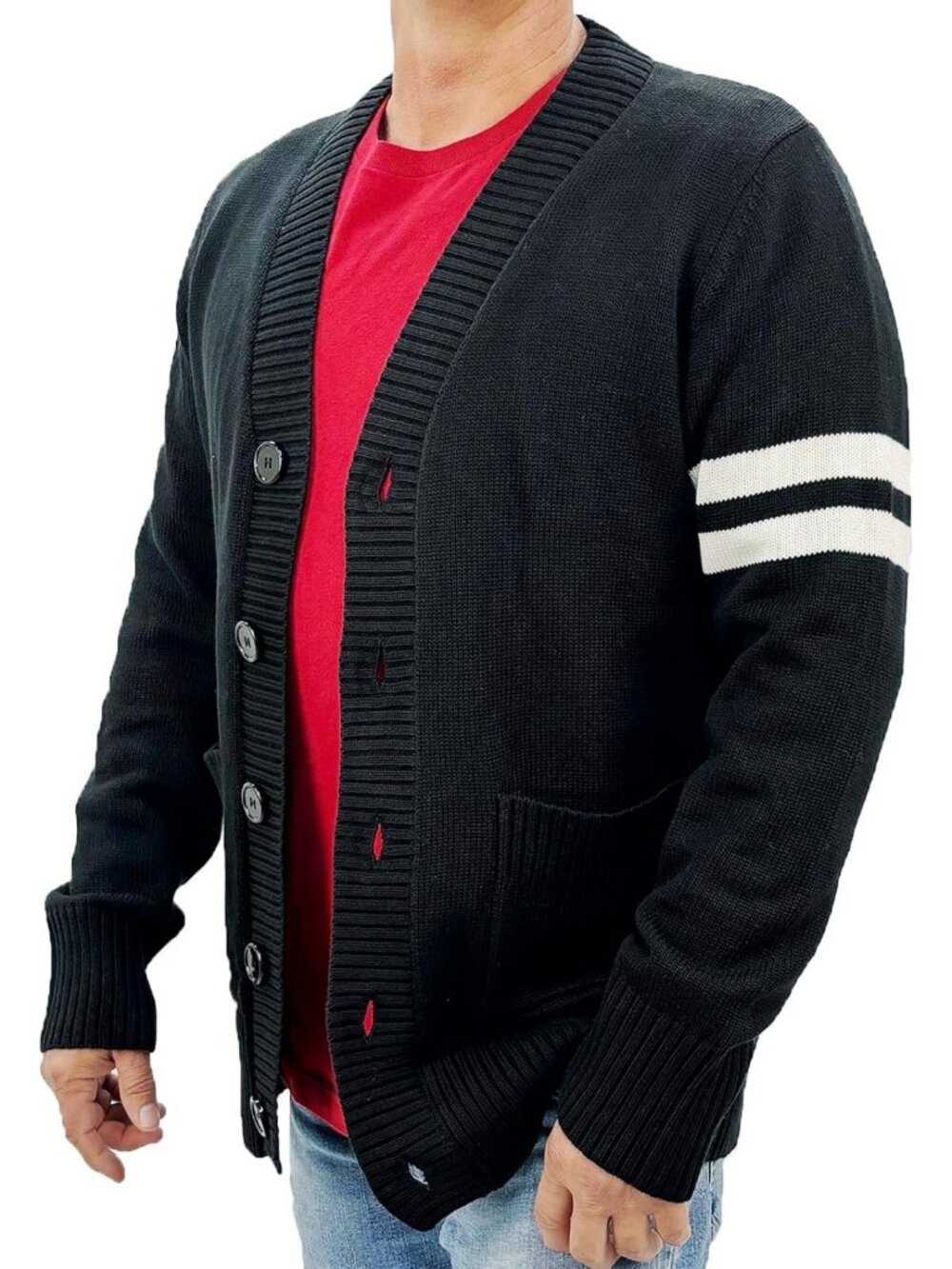 Vintage 1950s Letterman Varsity Cardigan Sweater for Men | Retro Hip Hop Style